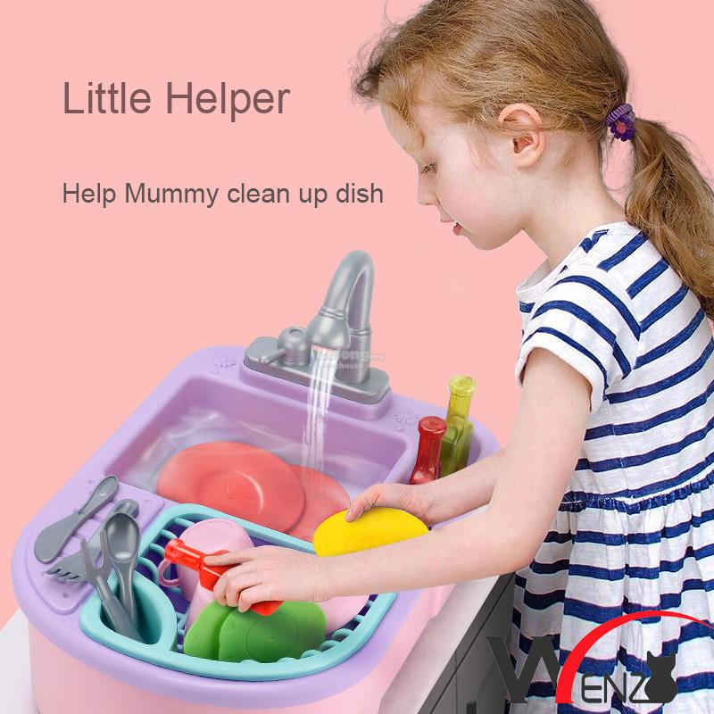 Simulation Kitchen Sink Play Set Real Working Faucet Drain Prescho