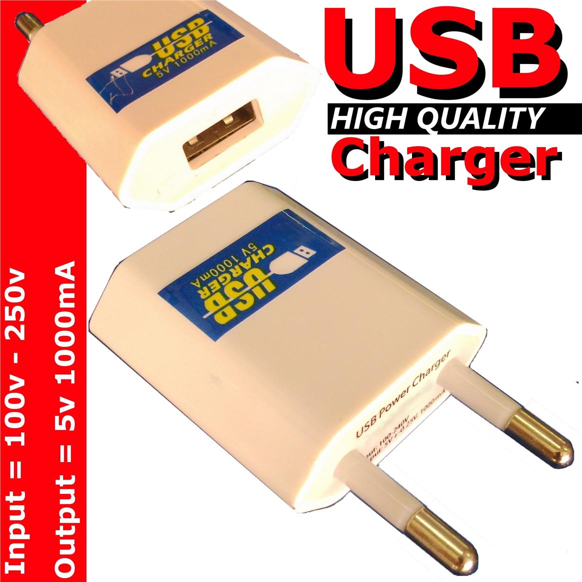 single 5V 1A USB power supply charger adapter 2 pin plug 240V new