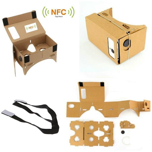 Size XL DIY Google Cardboard Virtual support 6' screen mobile + NFC