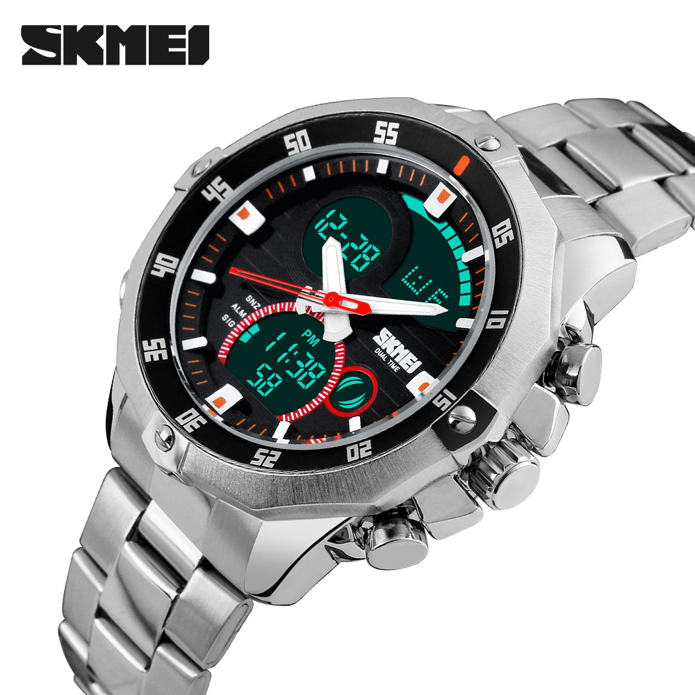 SKMEI 1146 Digital LED Calendar Alarm Stainless Steel Watch