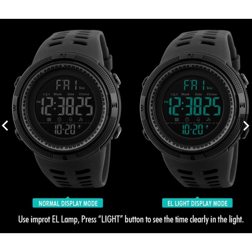 SKMEI 1251 Sports Alarm Digital Wristwatches 50M Waterproof