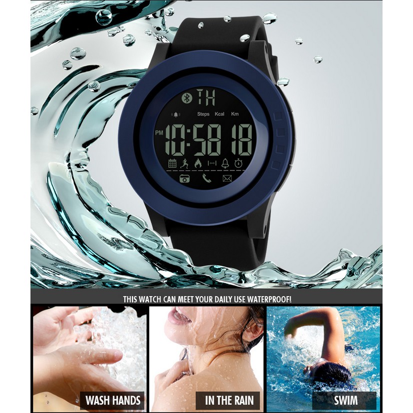 SKMEI 1255 Men Smart Watch Calorie Pedometer Remote Camera 50M Waterproof Watc