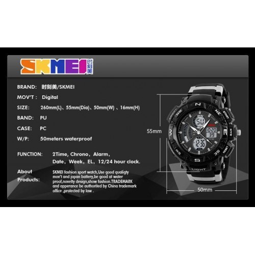 SKMEI A5 Multifunction LED Chronograph Waterproof Man Sports Watch