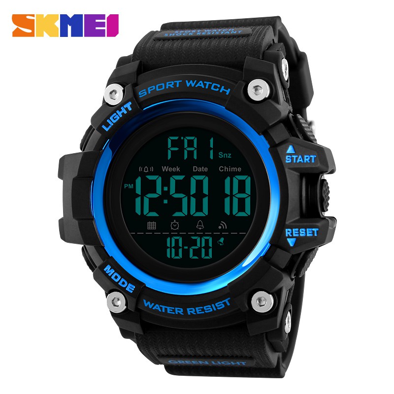 SKMEI Men's Military Sport Large Dial Full Digital Time Rubber Strap Watch