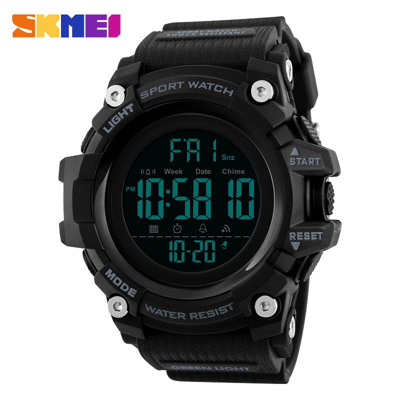 SKMEI Men's Military Sport Large Dial Full Digital Time Rubber Strap Watch