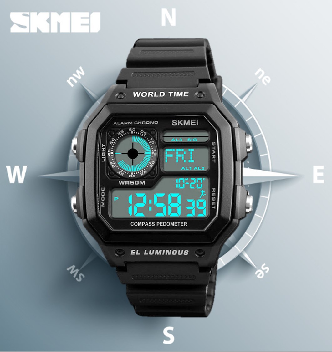 SKMEI Sports Watch 1373 - Compass Pedometer Water Resistant 50m