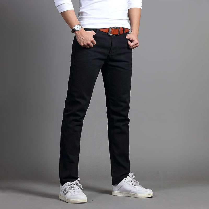 Slim Fit Straight Cut Washed Jeans Seluar Denim Panjang Hitam Lelaki