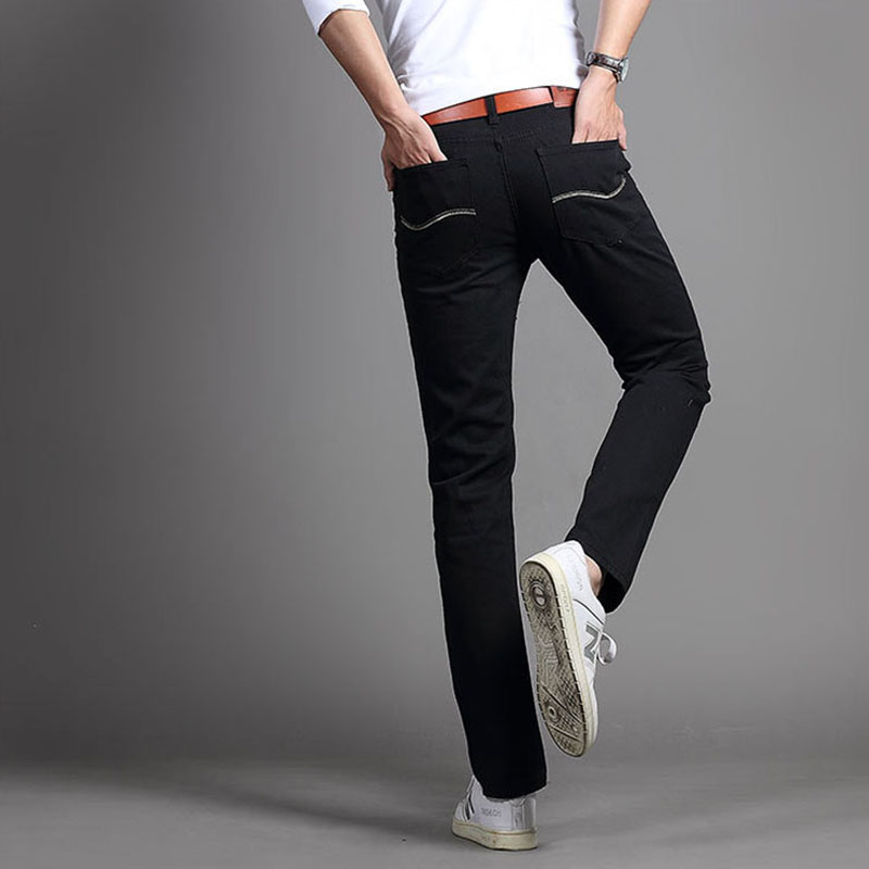 Slim Fit Straight Cut Washed Jeans Seluar Denim Panjang Hitam Lelaki