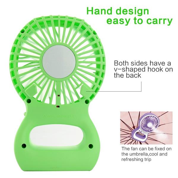 Small Cooling Umbrella Fan 3 Speeds Rechargeable Portable Desk light