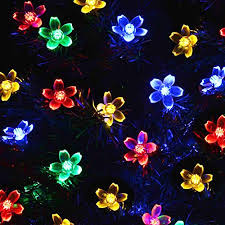 Solar LED String Light 50 Peach Flower Christmas Garden Lights