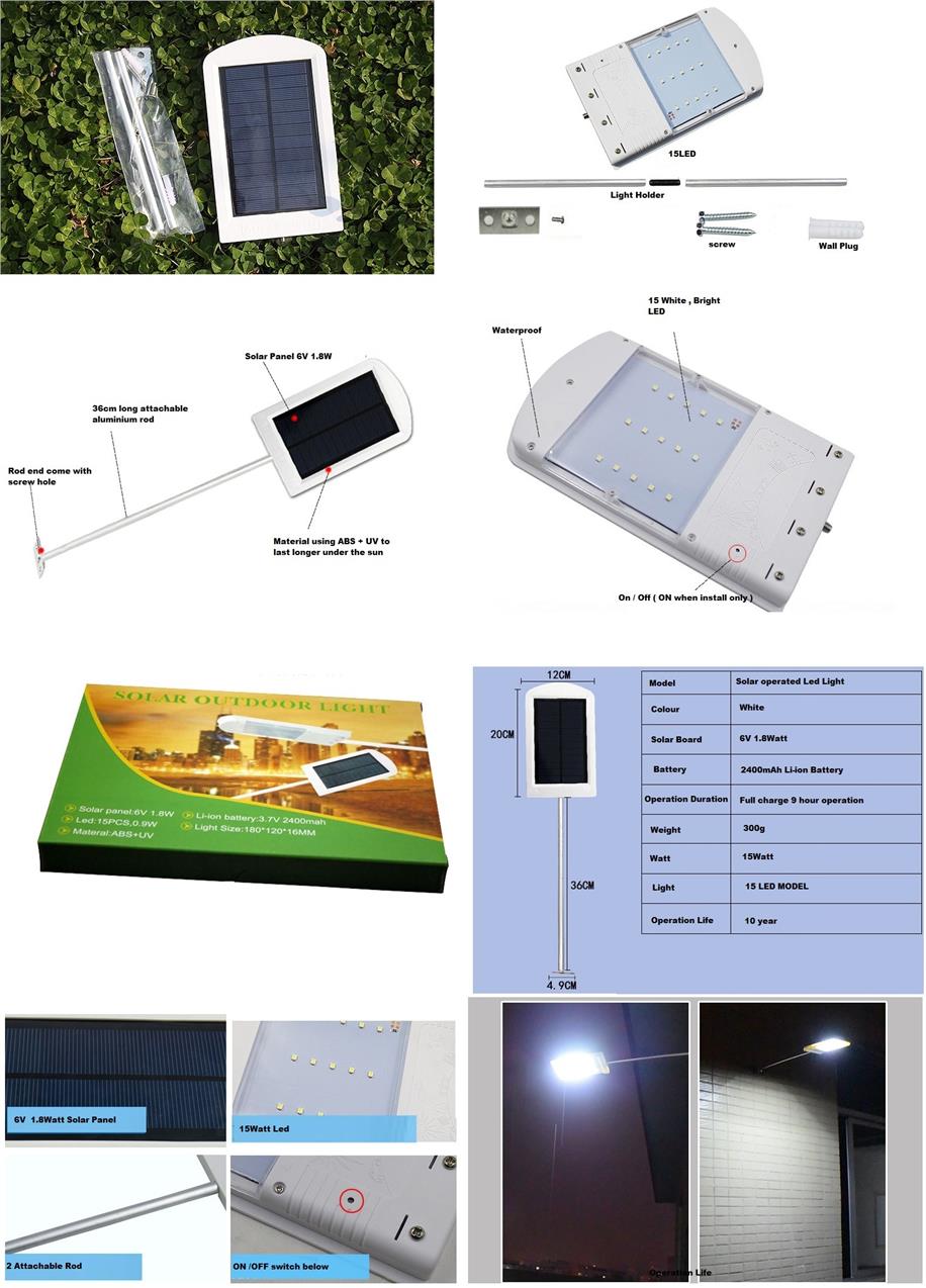 Solar Light Outdoor 15 LED wall Street Lamp Auto On DIY (FOC ITEM)