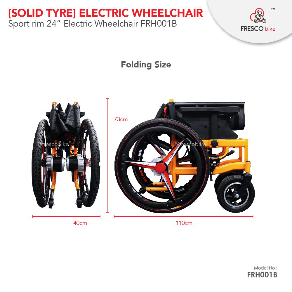 (Solid Tyre) Electric Wheelchair Sportrim 24&quot; FRH001B
