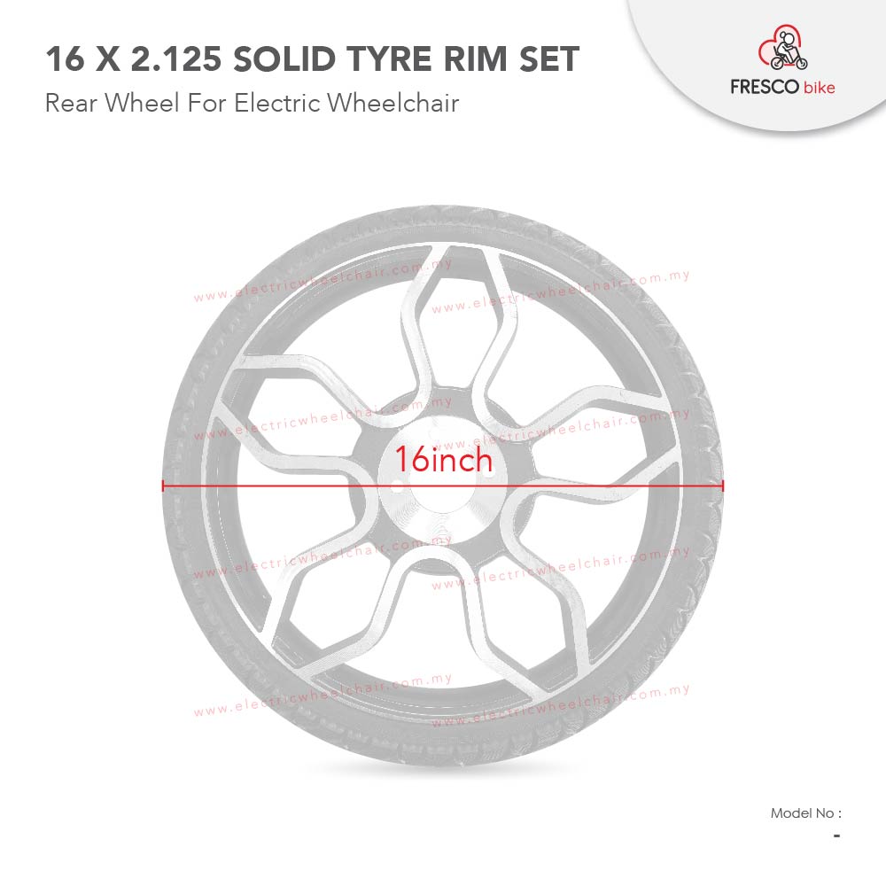 Solid Tyre Rim Set Electric Wheelchair Aluminum Alloy Hub 16 x 2.125