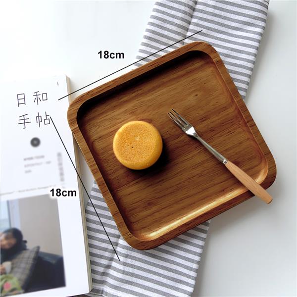 Solid wood serving tray japanese style platter food service 18x18cm