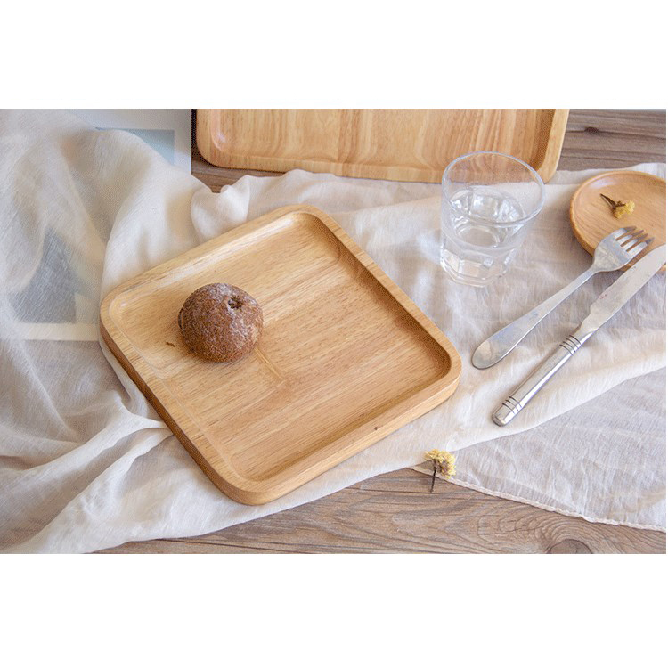 Solid wood serving tray japanese style platter food service 29x29cm