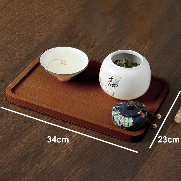 Solid wood serving tray japanese style platter food service 34x23cm