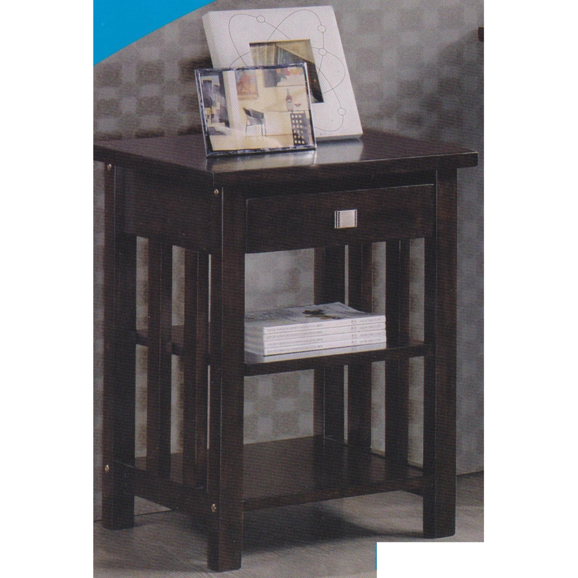 Solid Wood Side Table Console Dark Brown Color