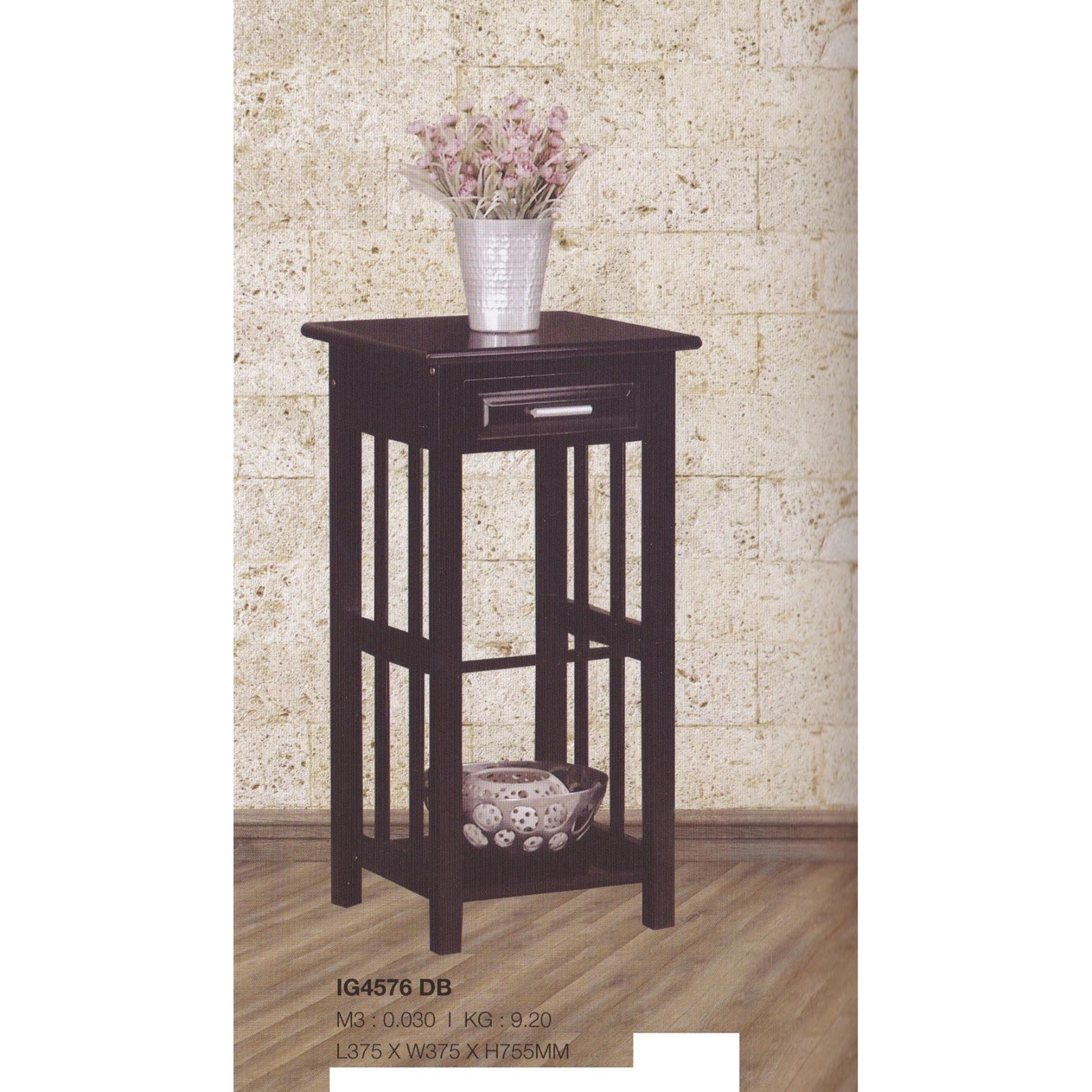 Solid Wood Side Table Dark Brown Color L375mm X W375mm H755mm