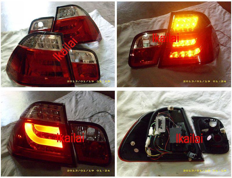 Sonar BMW E46 '02-05 4D LED Light Bar Tail Lamp Clear-Red