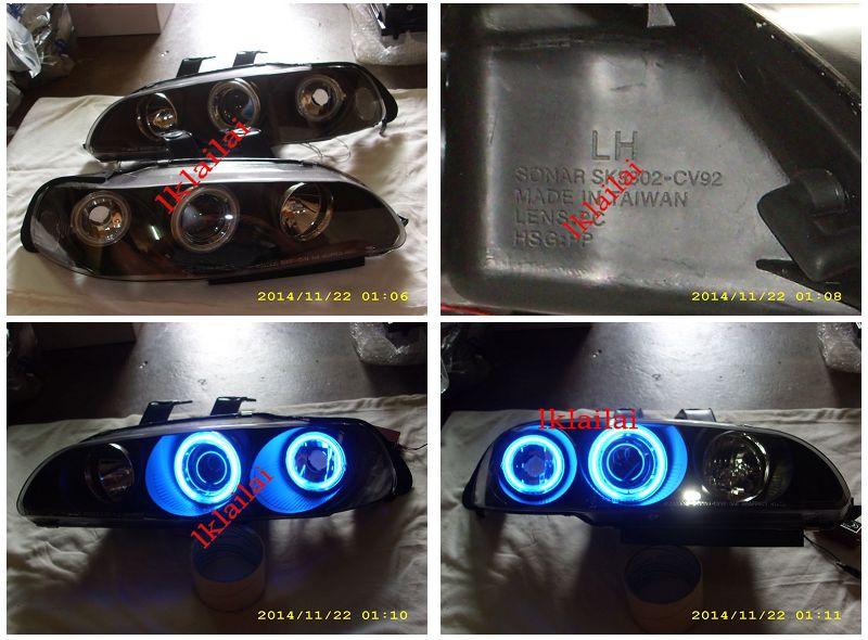 SONAR Honda Civic EG '92-95 4D Blue CCFL Ring Projector Head Lamp