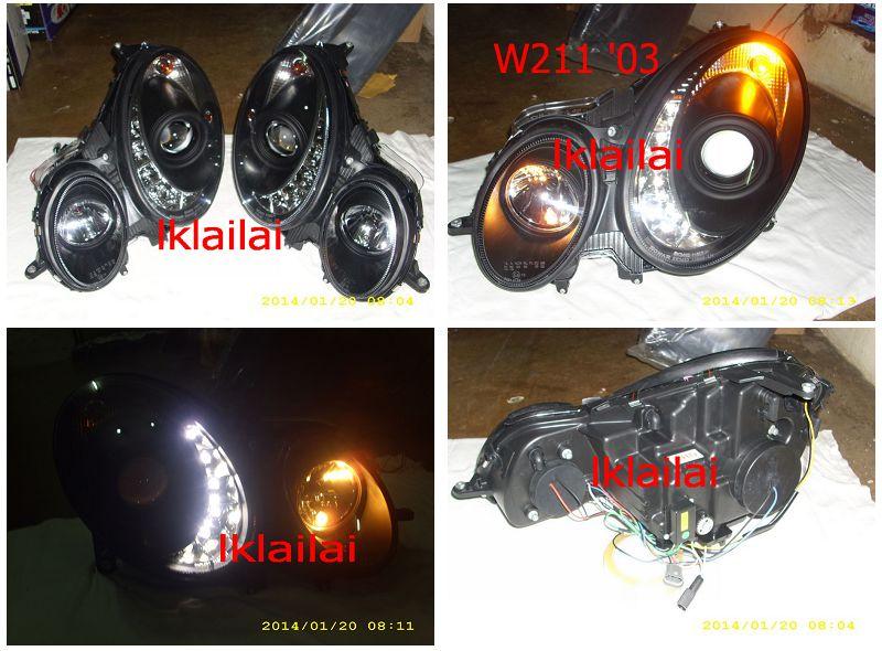 SONAR Mercedes BENZ W211 '03/'07 Projector Head Lamp LED DRL R8 Black
