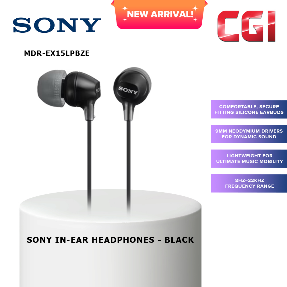 Sony MDR-EX15LPBZE Wired In-ear Headphones without Mic - Black