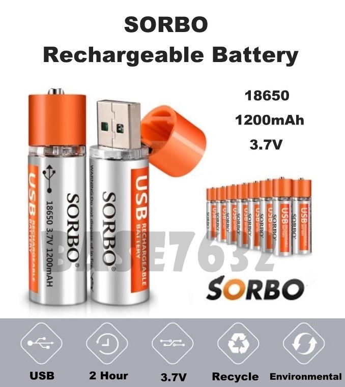 SORBO 3.7V 1200mAh USB 18650 Rechargeable Charging Battery 2067.1