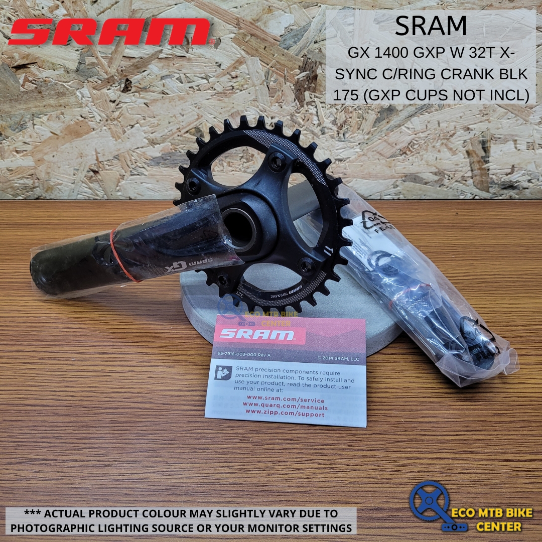 SRAM GX 1400 GXP W 32T X-SYNC C/RING CRANK BLK 175 (GXP CUPS NOT INCL)