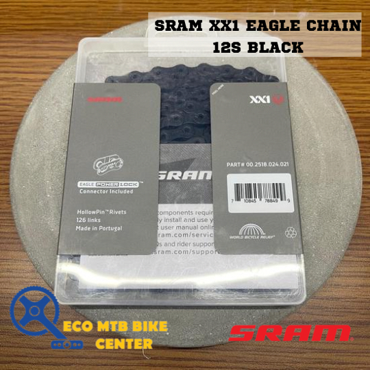 SRAM XX1 Eagle Chain (Black) Hollowpin 126L Powerlock 12spd