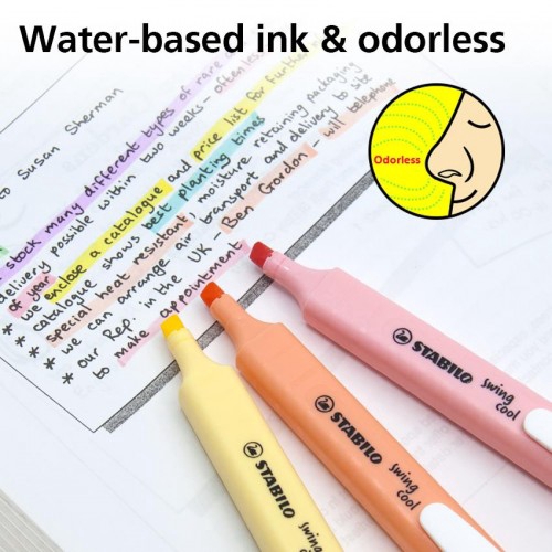 STABILO swing cool Pastel Highlighter Pen and Text Marker with Pocket Clip