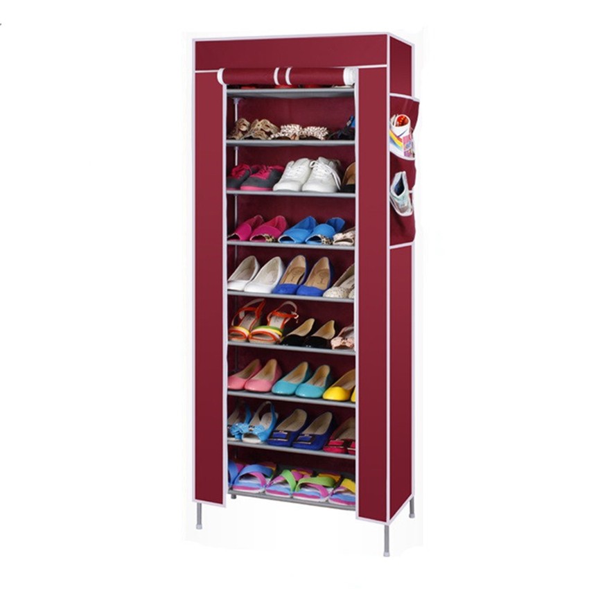 Stackable 10 Tier 9 Column Shoe Rack with Dust Cover