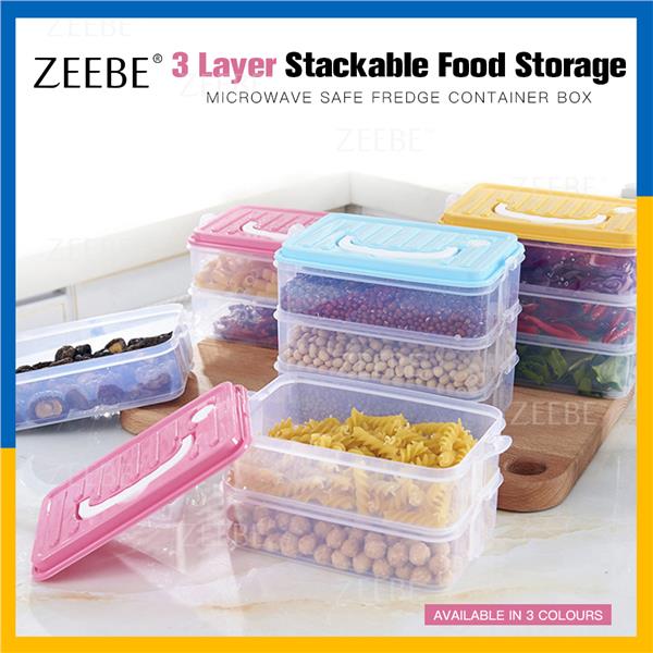 Stackable 3 Layer Food Storage Container Box Refrigerator And Microwav