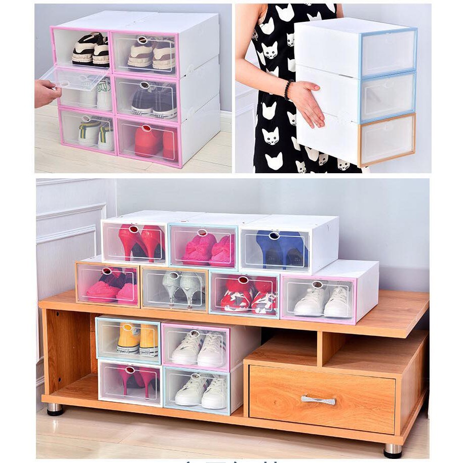 Stackable Shoe Box Multipurpose Storage Box Foldable Shoes Rack Attachable Org