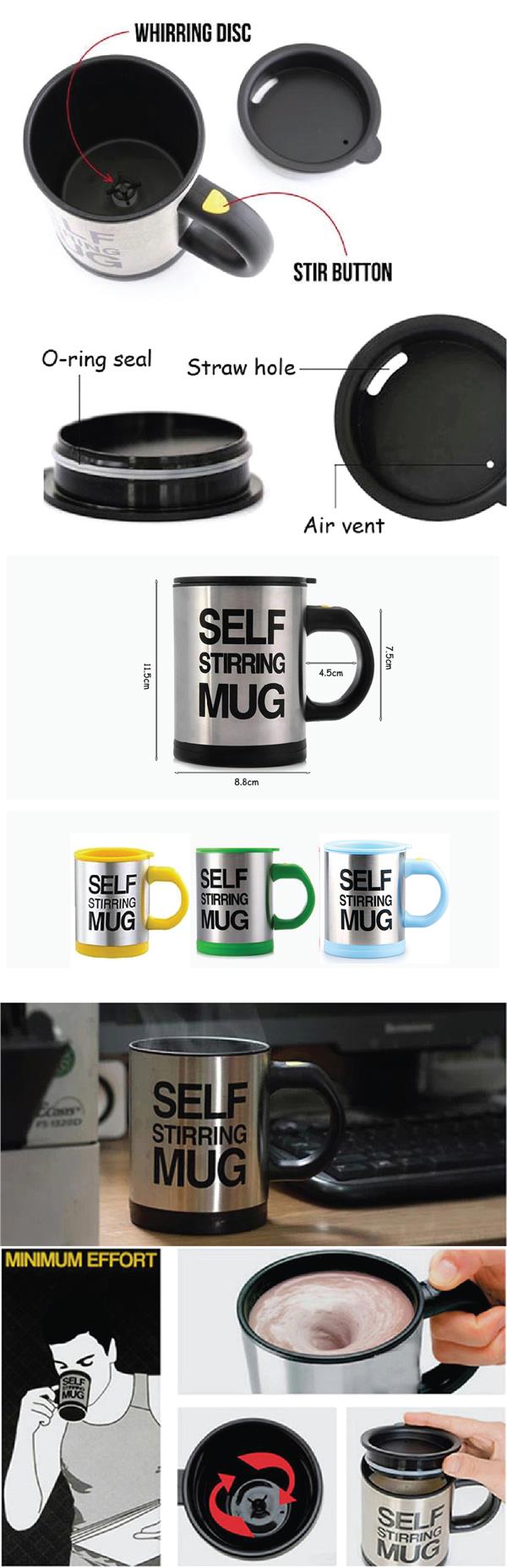 Stainless Steel Easy Self Stirring Mug Auto Mixing Travel Office Home