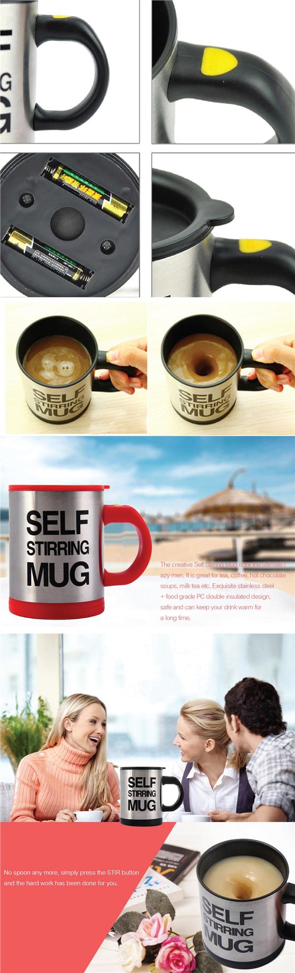 Stainless Steel Easy Self Stirring Mug Auto Mixing Travel Office Home