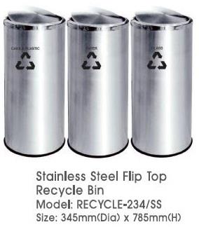 Stainless Steel Round Flip Top Recycle Bin 3in1 Recycle 234SS