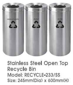 Stainless Steel Round Open Top Recycle Bin 3in1 Recycle 233SS