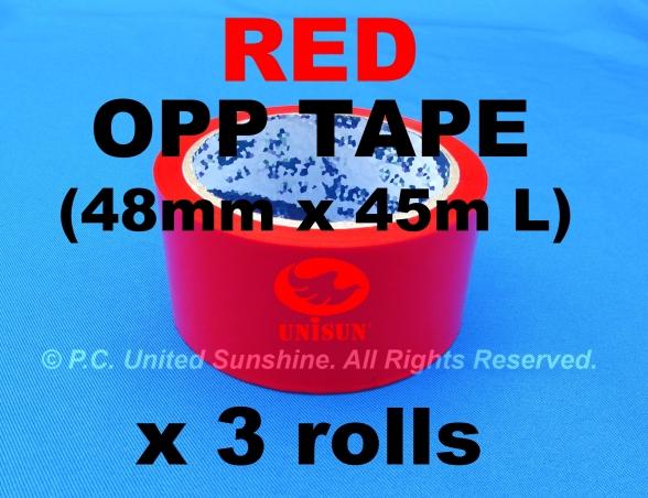 Standout RED OPP TAPE 48mm x 45m (50Y) L x 3 ROLLS Strong Fire Red!