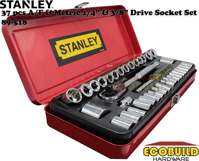 STANLEY 37 pcs A/F &amp; Metric 1/4&#8221; &amp; 3/8&#8221; Drive Socket Set 89-518-1