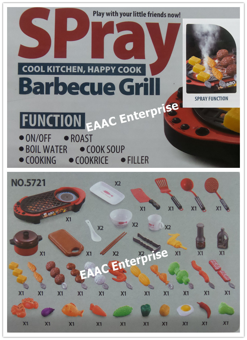 Steam Spray Simulation Barbecue Grill Hot Pot Toy Skewers Kitchen Set