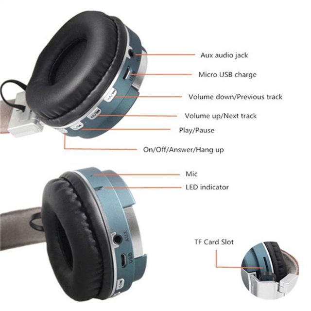 Stereo Wireless Bluetooth Over-Ear Headphone Gaming Micphone Music Headset