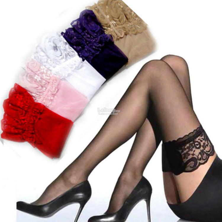 Stocking-Anti Slip Silicone Adhesive Support-Thigh High Sheer Lace