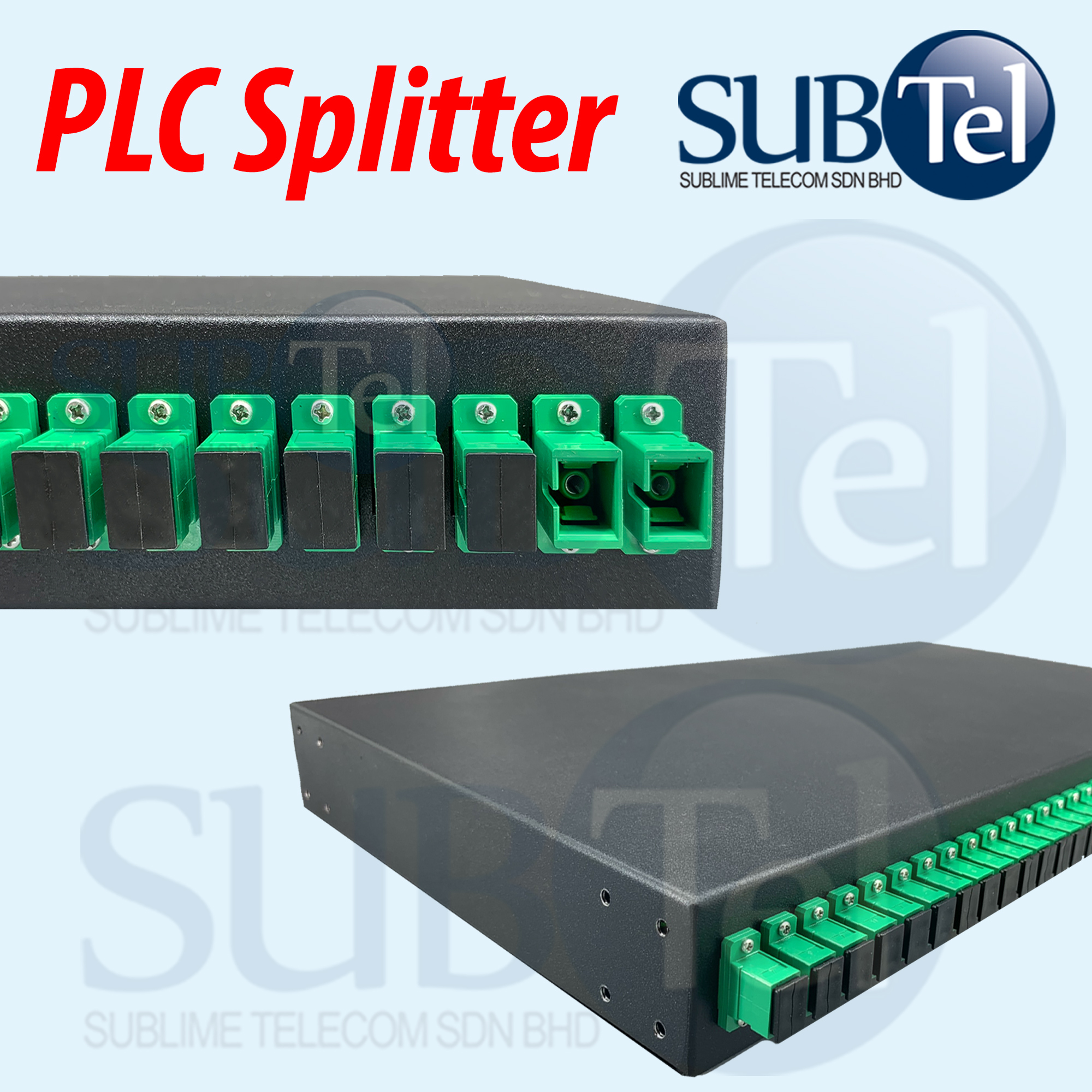 SUBTel PLC Splitter 2x32 or 2x64 SC/APC Fiber Optical FTTH 19 ' 1U 2U
