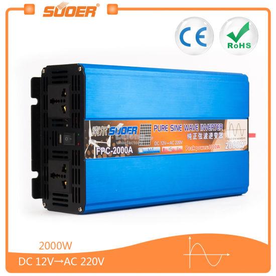 Suoer DC 12 24V to 230V 2000W Pure Sine Wave Solar Car Power Inverter