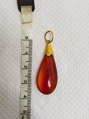 Superb icy brinjal shape red agate with 916(22k) gold hook pendant