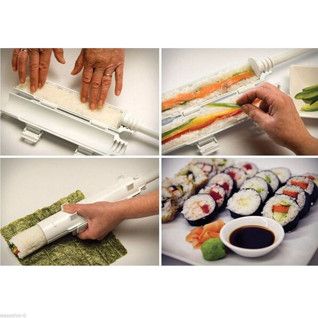 Sushi Maker Kit Rice Roll Mold Kitchen DIY Easy Chef Set Mould Roller Cutter