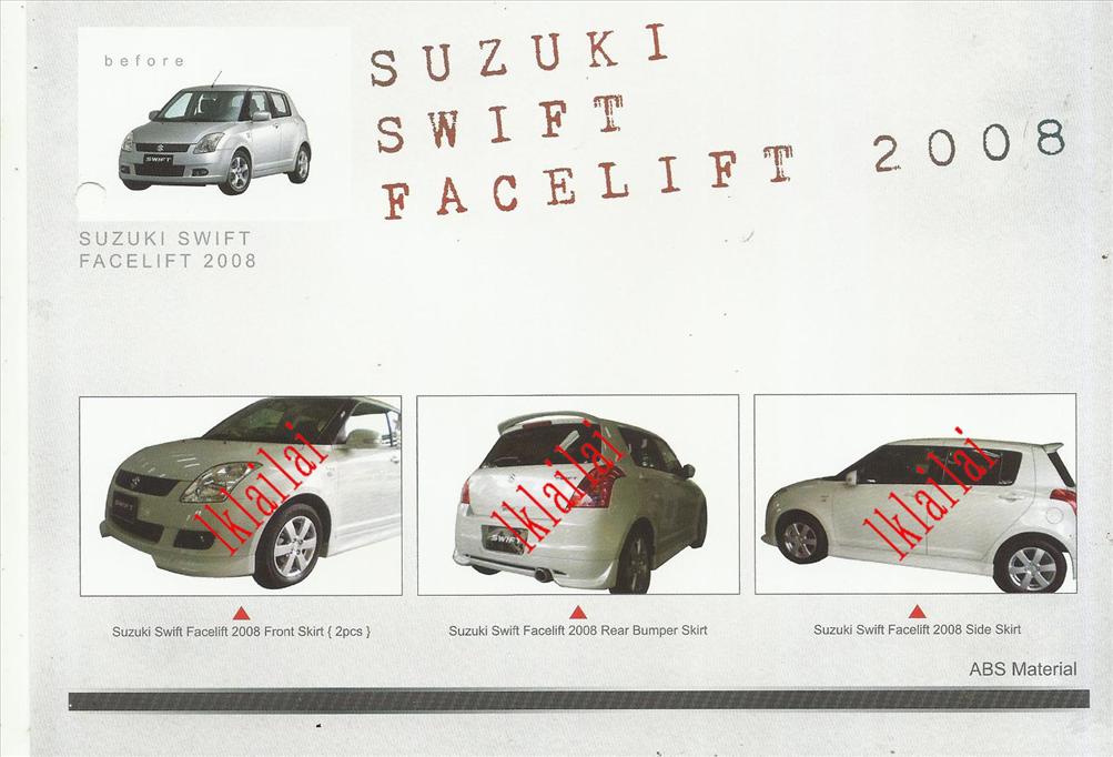 Suzuki Swift '08-12 OEM Style Full Set Body Kit ABS Skirting + Spoiler