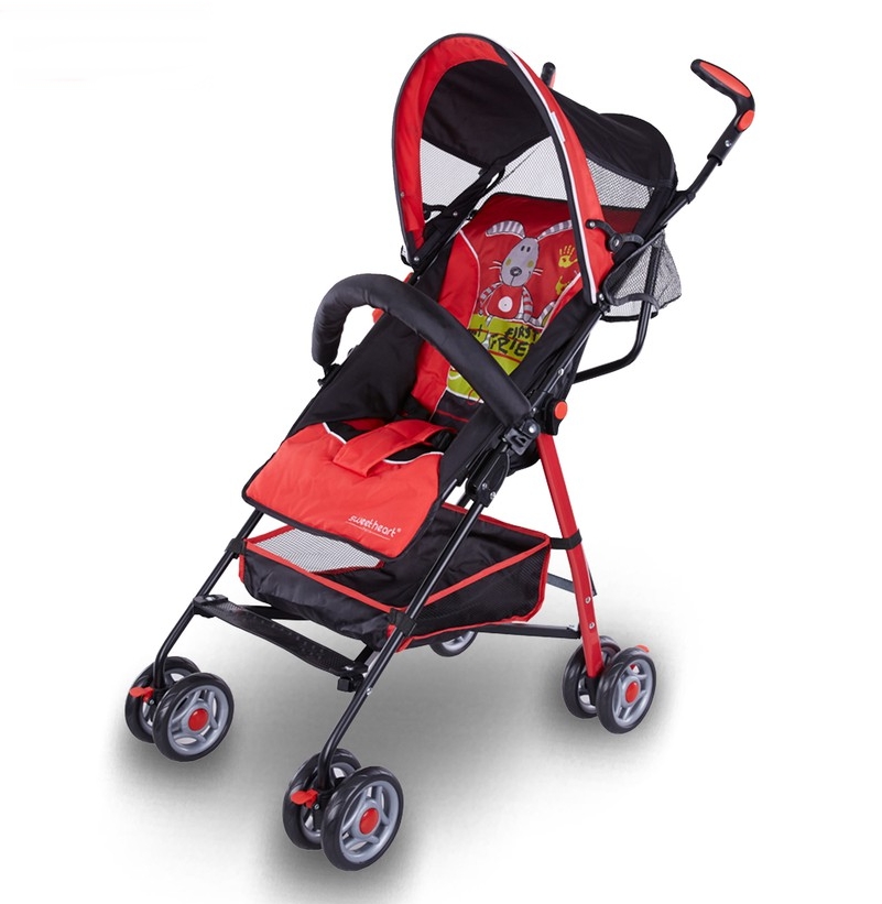 Sweet Heart Paris Stroller Buggy With Back-Rest Reclining - Red