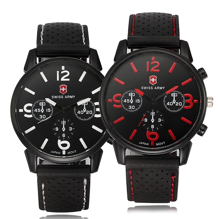 Swiss A 1102 Military Men's Silicone Strap 3 Dial Sport Watch