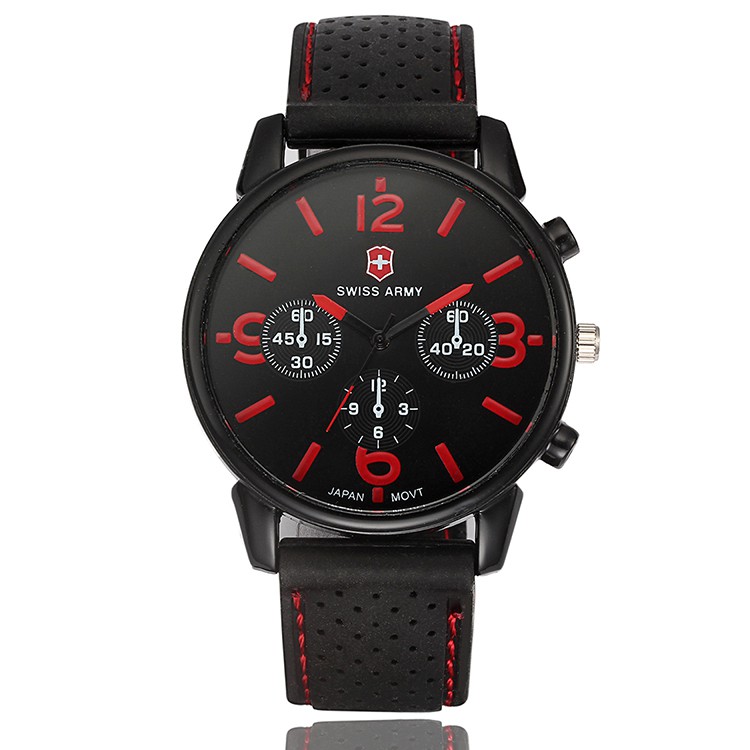 Swiss A 1102 Military Men's Silicone Strap 3 Dial Sport Watch